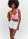 Mango Top punto cruzado - Rosa pastel