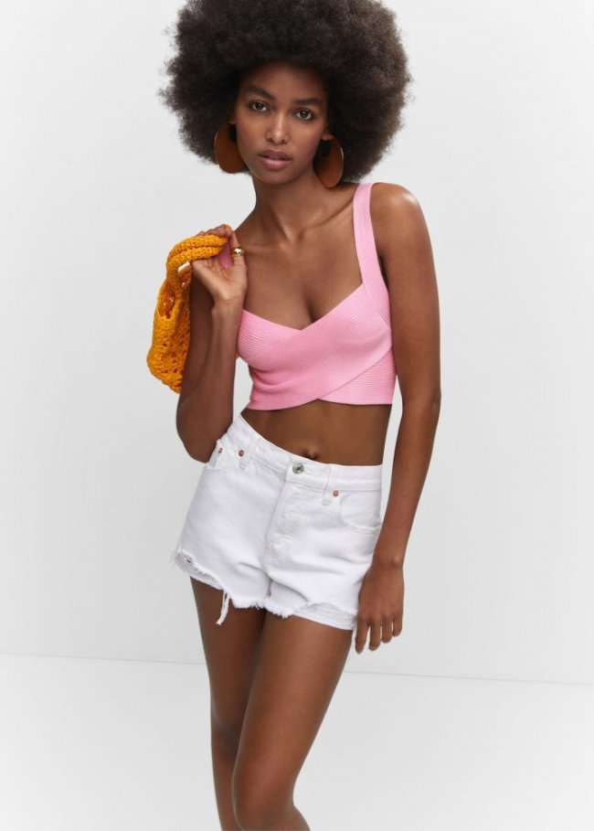 Mango Top punto cruzado - Rosa pastel