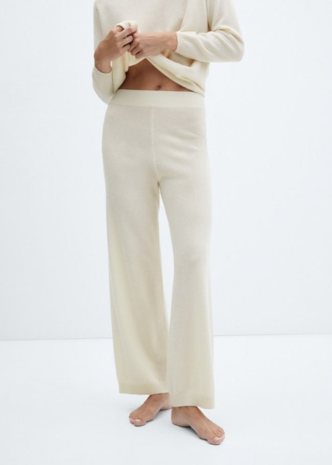 Mango Pantalón 100% cashmere - Blanco roto