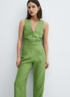 Mango Mono 100% lino cinturón - Verde