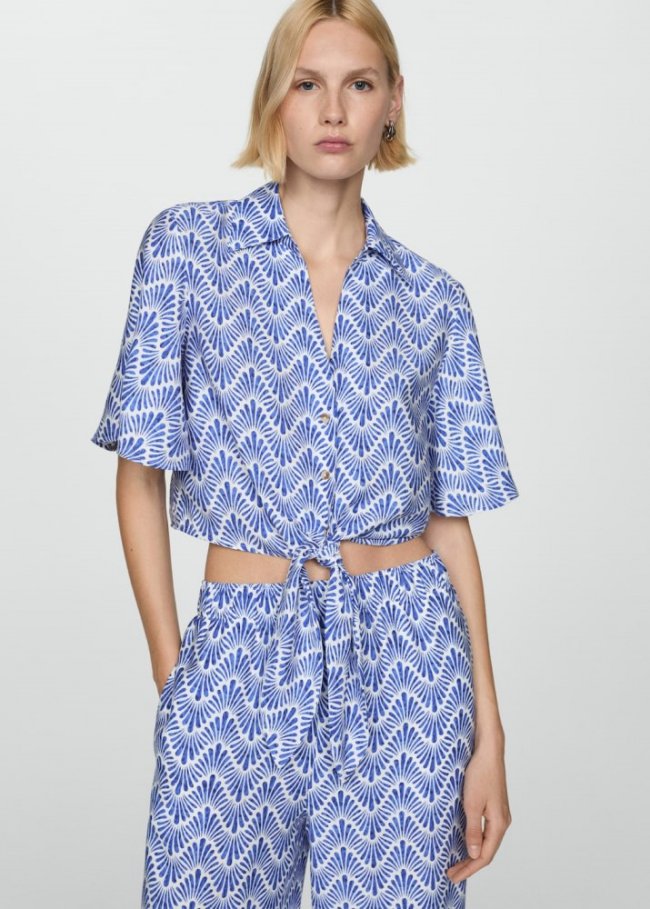Mango Camisa estampada nudo - Azul