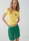 Mango Camiseta crop estampada - Amarillo pastel