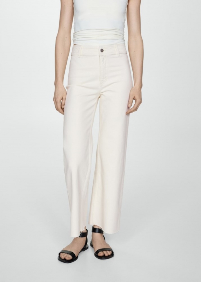 Mango Jeans Catherin culotte tiro alto - Blanco roto