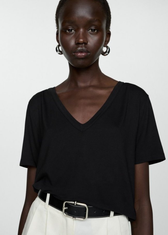 Mango Camiseta manga corta - Negro