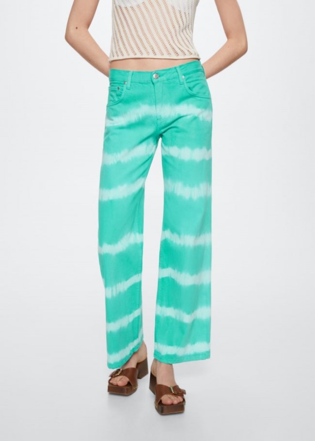Mango Jeans wideleg tie-dye - Turquesa