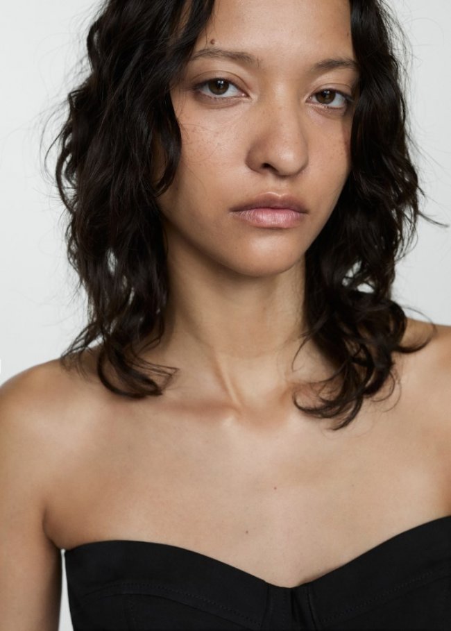 Mango Top crop palabra de honor - Negro