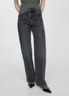 Mango Jeans rectos tiro medio - Denim negro