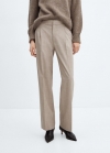 Mango Pantalón jaspeado recto - Beige