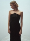 Mango Vestido lentejuelas cuello halter - Negro