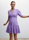 Mango Vestido volante bajo - Morado