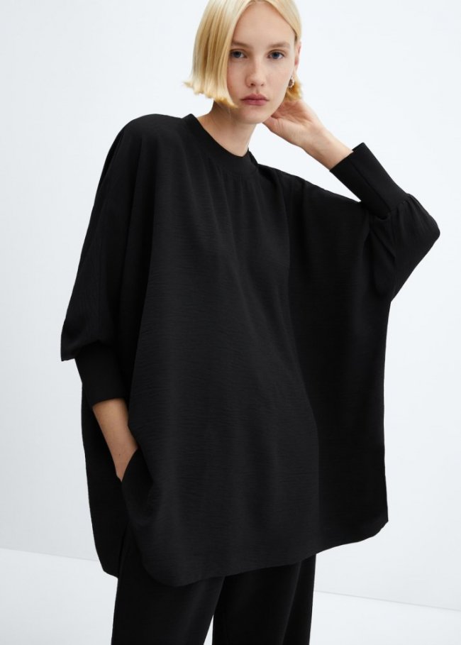 Mango Sudadera oversize textura - Negro