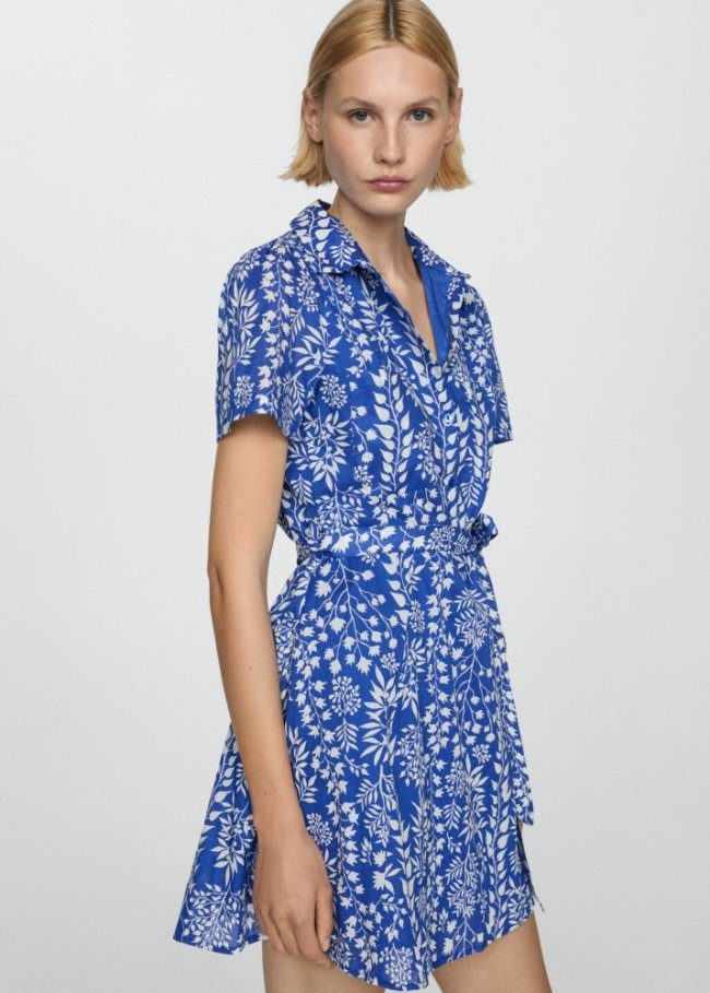 Mango Vestido estampado lazo - Azul
