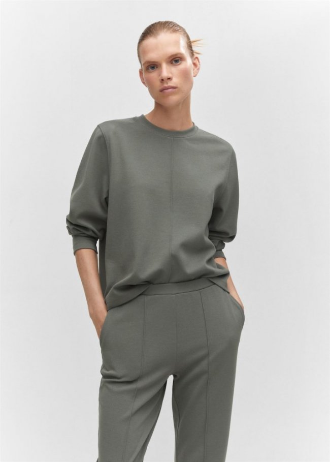 Mango Sudadera costuras decorativas - Gris