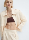 Mango Top crop tirantes finos - Rojo anaranjado
