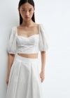 Mango Blusa crop manga abullonada - Blanco