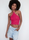 Mango Top lazo cuello - Fucsia