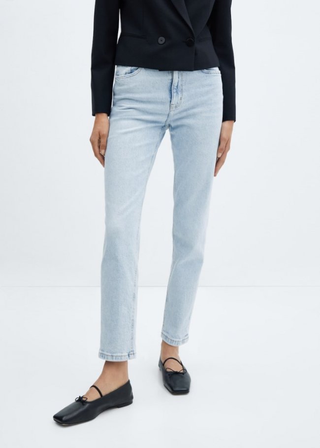 Mango Jeans Newmom confort tiro alto - Azul bleach