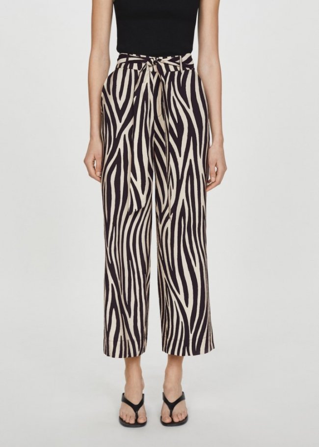 Mango Pantalón estampado lazo - Negro