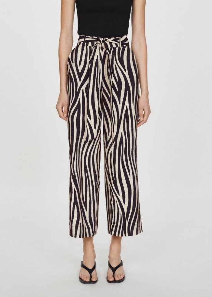 Mango Pantalón estampado lazo - Negro