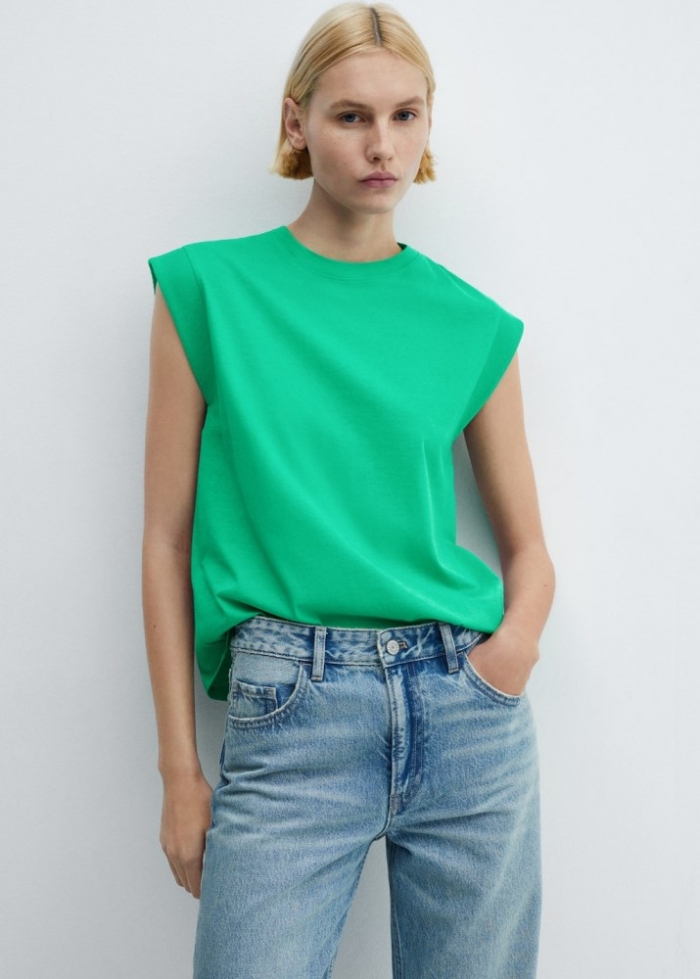 Mango Camiseta algodón cuello redondo - Verde