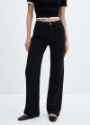 Mango Jeans wideleg tiro medio - Denim negro