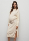 Mango Vestido punto cuello redondo - Crudo