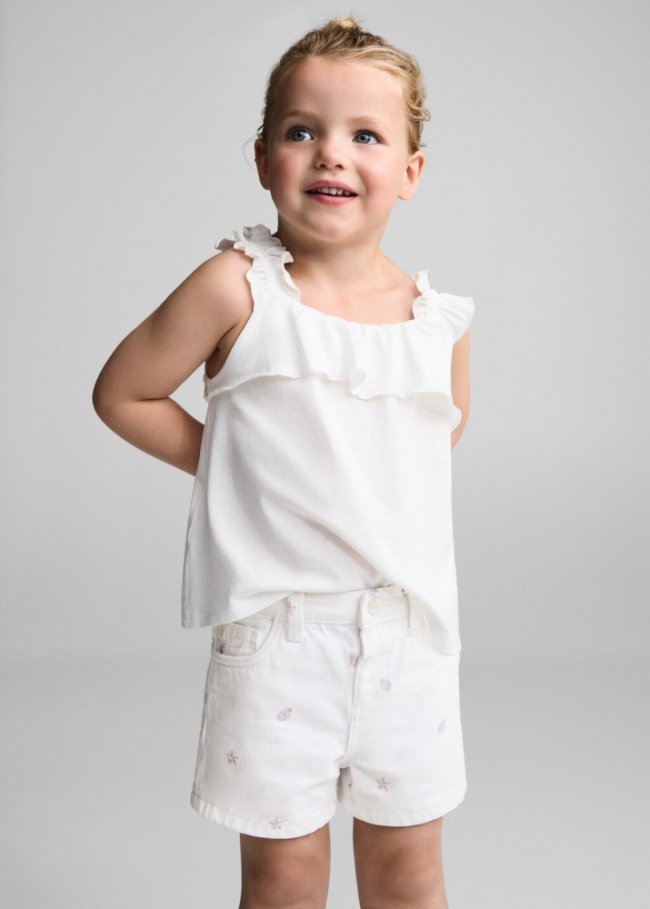 Mango Short vaquero estampado - Blanco