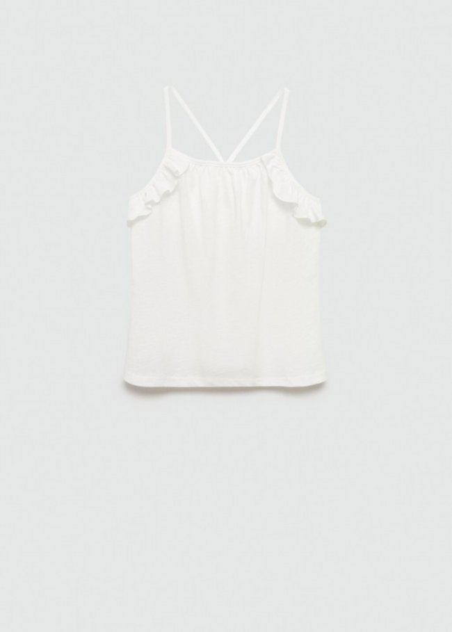 Mango Camiseta tirantes volante - Blanco roto