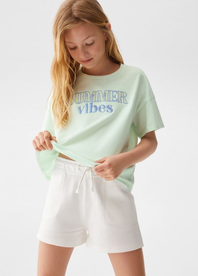 Mango Short jogger algodón - Blanco roto