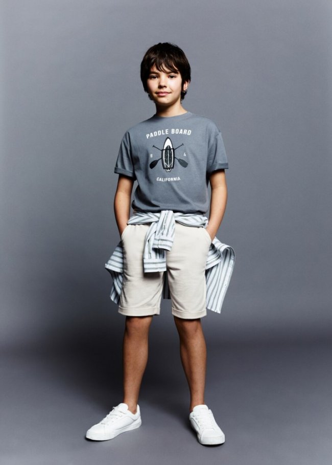 Mango Bermudas cintura elástica - Gris hielo