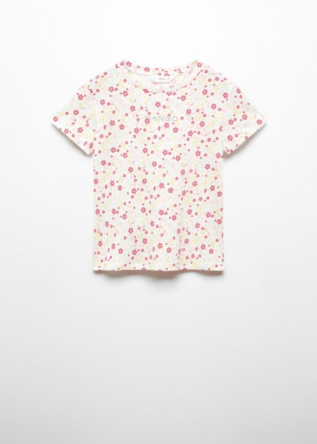 Mango Camiseta estampada algodón - Blanco roto