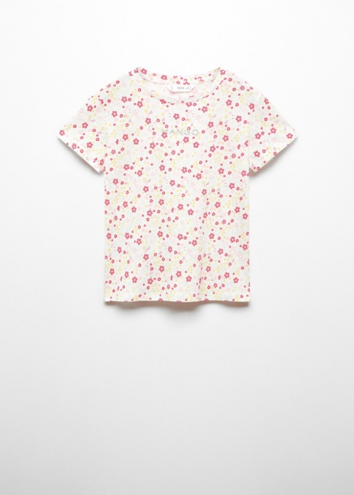 Mango Camiseta estampada algodón - Blanco roto