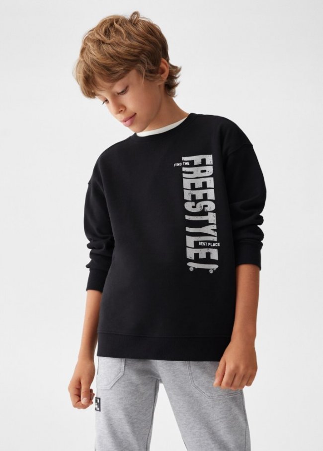 Mango Sudadera felpa mensaje - Negro