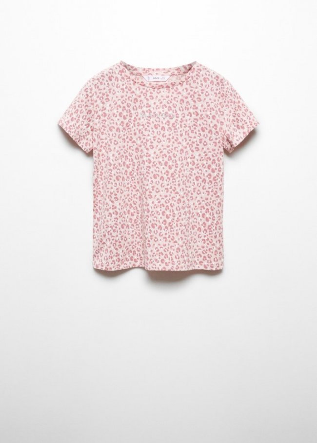 Mango Camiseta logo manga corta - Rosa