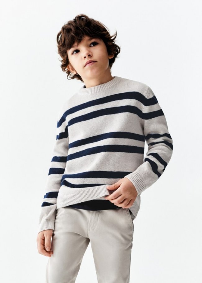 Mango Jersey punto rayas - Gris claro/pastel