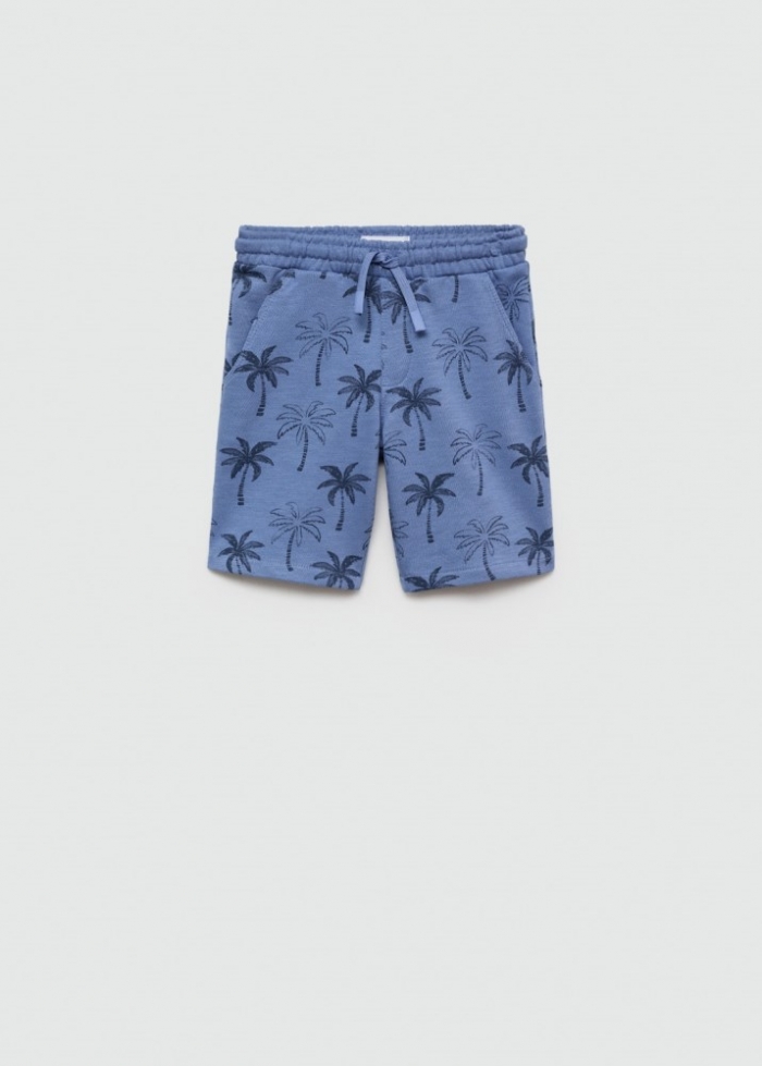 Mango Bermuda estampado palmeras - Azul