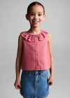 Mango Blusa lino botones - Fresa