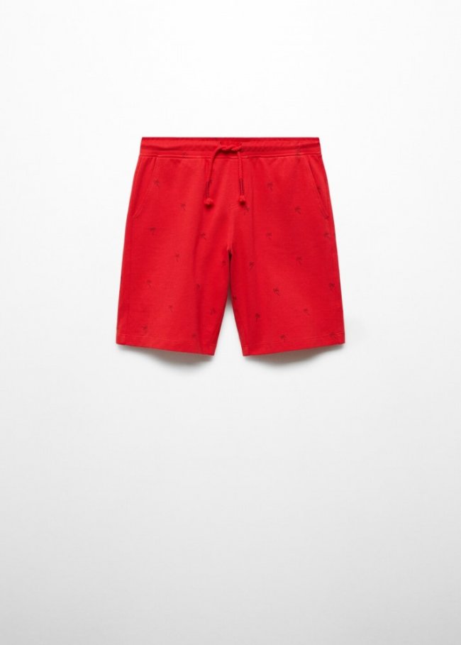 Mango Bermuda estampado palmeras - Rojo