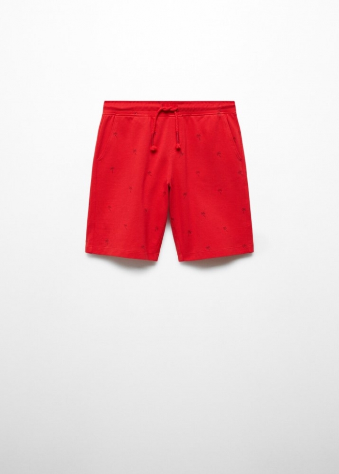 Mango Bermuda estampado palmeras - Rojo