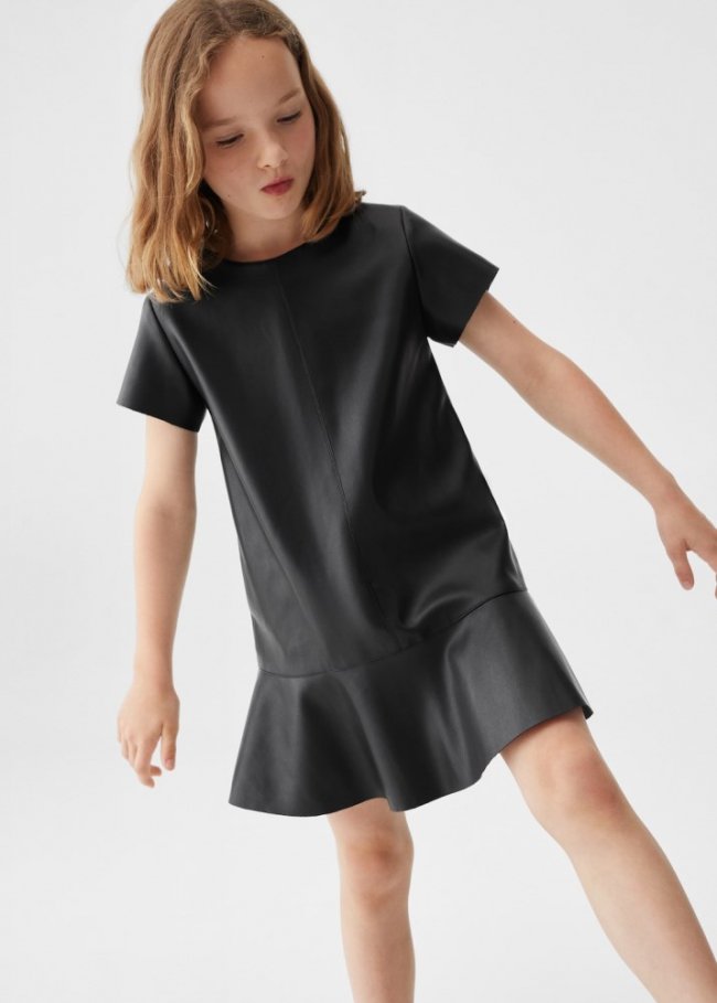 Mango Vestido efecto piel - Negro