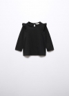 Mango Camiseta manga larga volantes - Negro