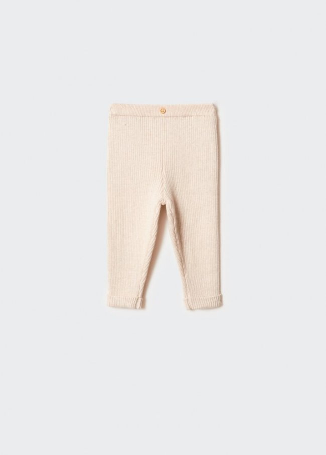 Mango Pantalón punto algodón - Arena