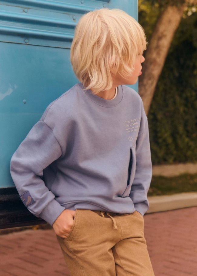 Mango Sudadera algodón estampada - Azul