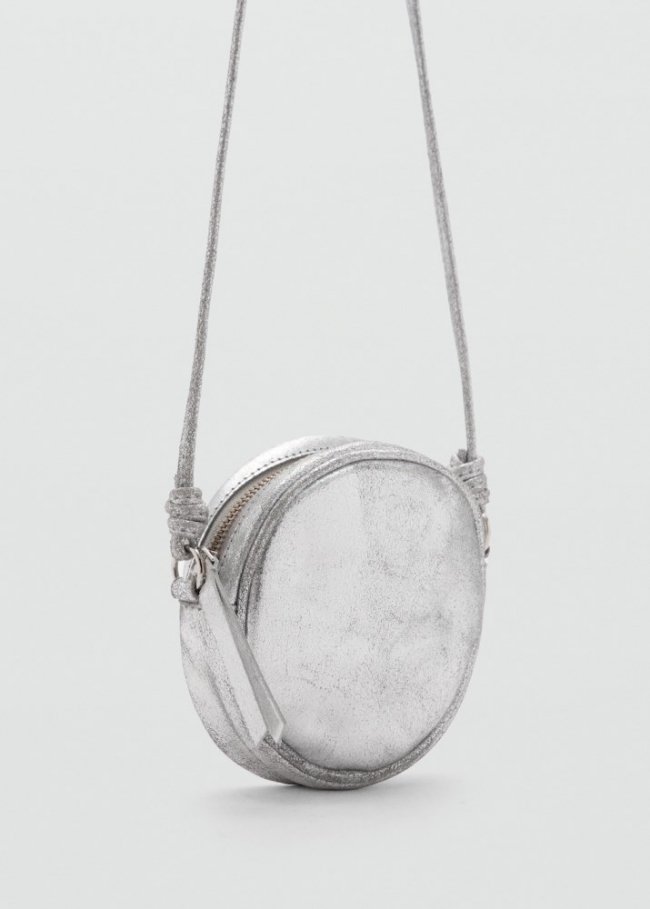 Mango Bolso piel metalizado - Plata