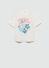 Mango Camiseta estampada algodón - Blanco roto