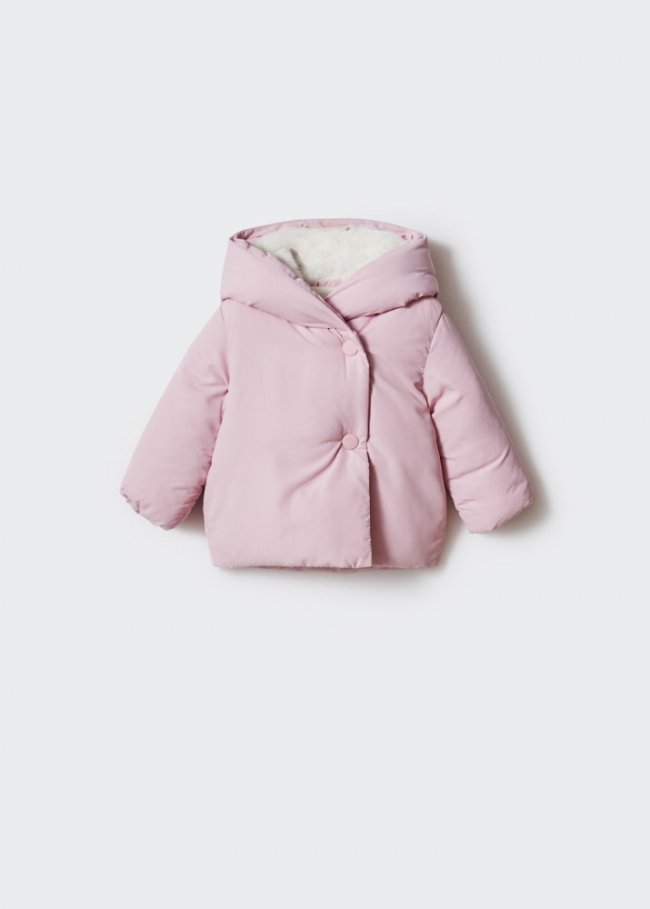 Mango Anorak acolchado pelo - Rosa pastel