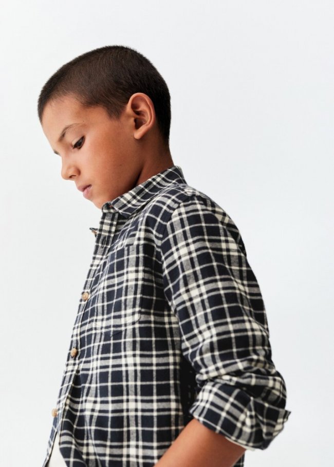 Mango Camisa regular fit cuadros - Azul marino