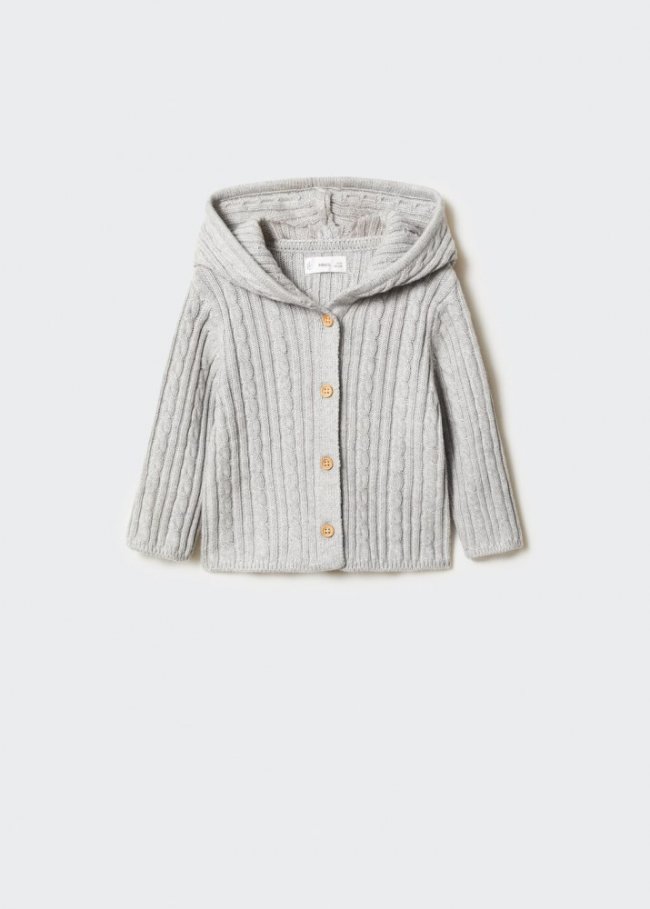 Mango Cárdigan punto trenzado - Gris claro vigoré