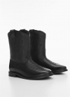 Mango Bota piel cowboy - Negro