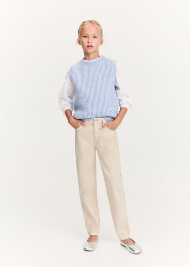 Mango Jeans detalles bordados - Arena